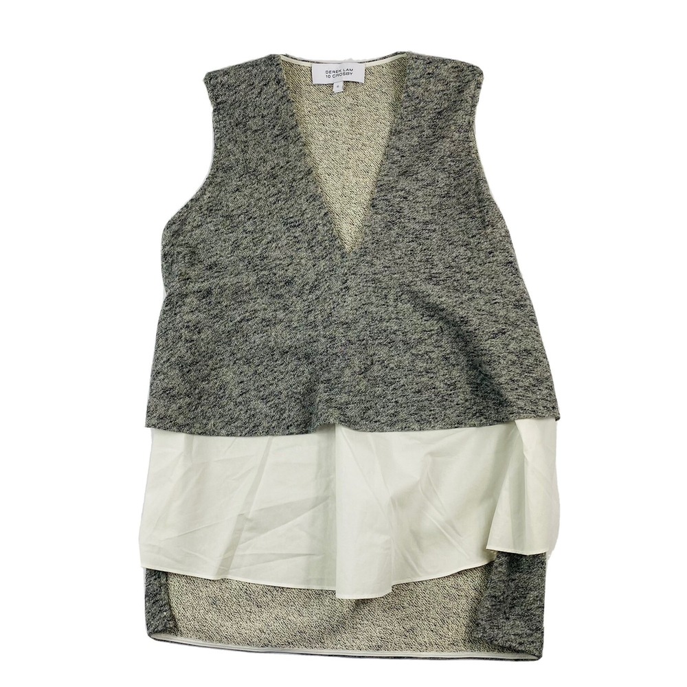 Derek Lam 10 Crosby Gray Cotton Ruffle Hem Tank Top Womens Size 6 NWOT